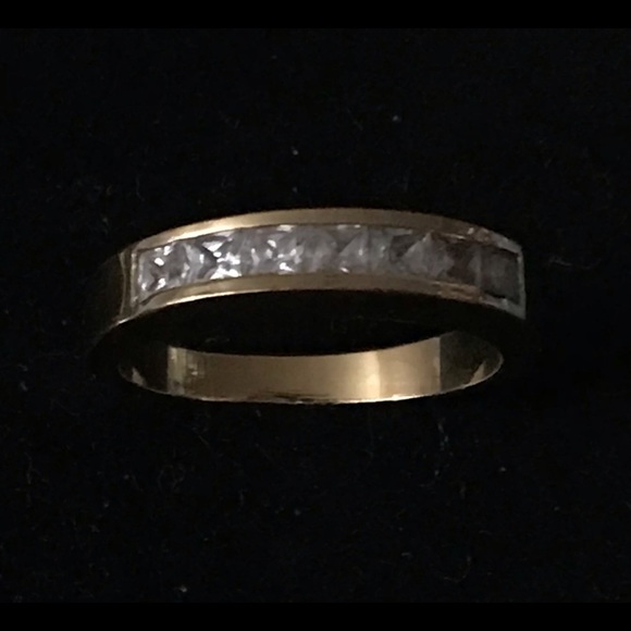 Gold CZ Band Stackable Ring 9 - Picture 7 of 9